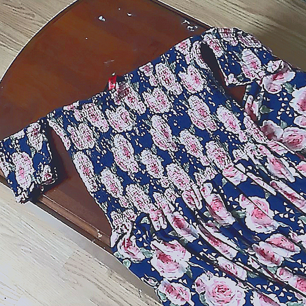 Pink and Blue Off-Shoulder Long Dress